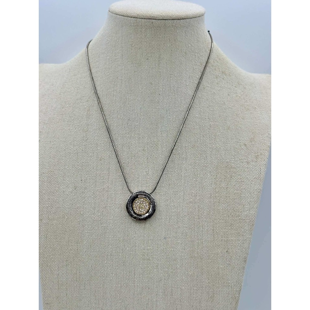 Brighton Sun Drops Reversible Two Tone Crystal Pendant Necklace Silver Gold